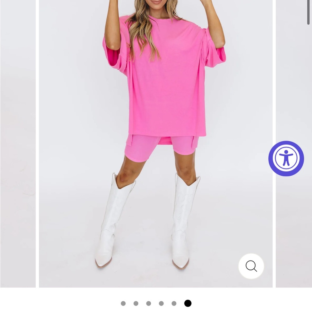 Hot Pink Women's Oversized Tee & Bike Short Set